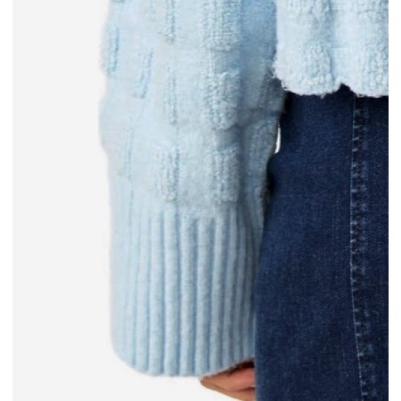 FREE PEOPLE SOUL SEARCHER LONG SLEEVE MOCK NECK SWEATER LARGE SKY BLUE - Picture 3 of 4